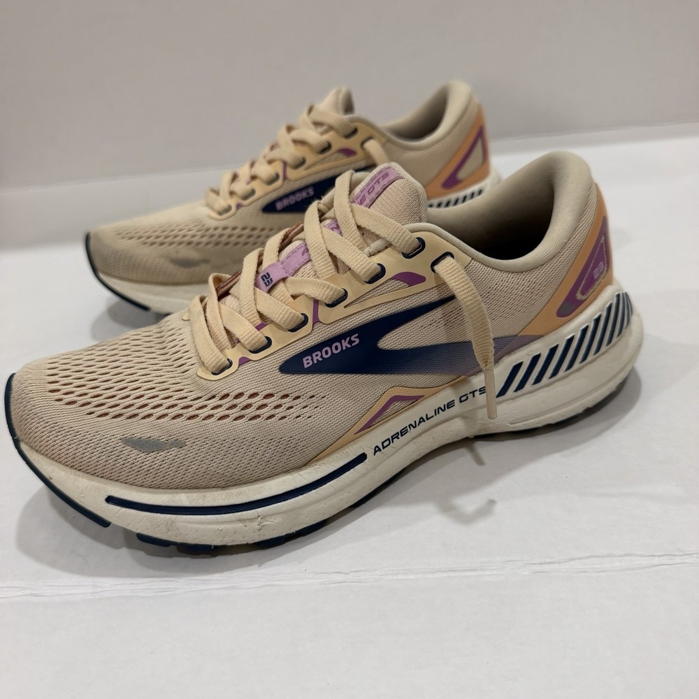 Brooks Adrenaline GTS 23 Apricot W Size 7 Orange Navy Running Shoes 1203811B795